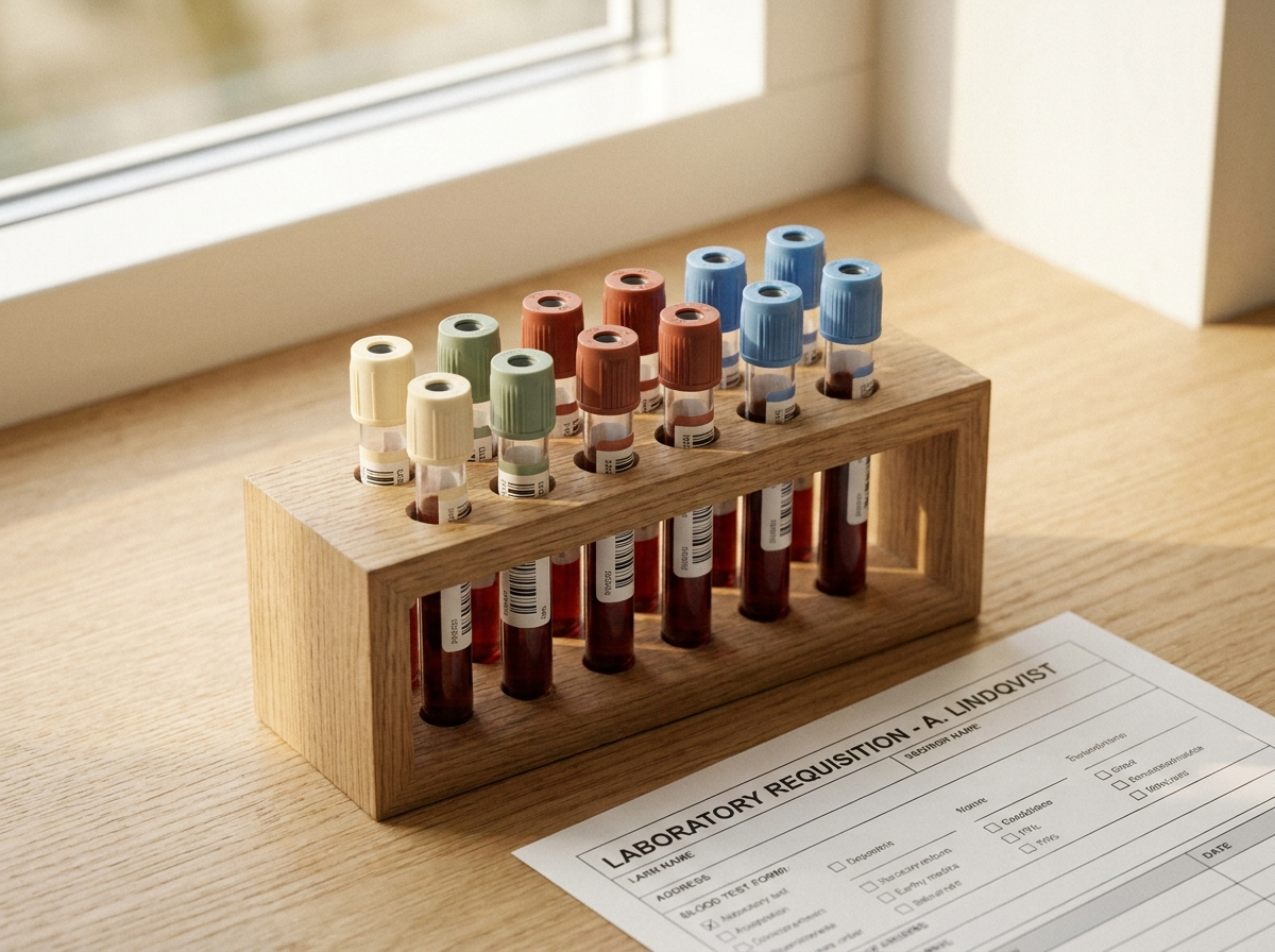 Blood samples in a rack